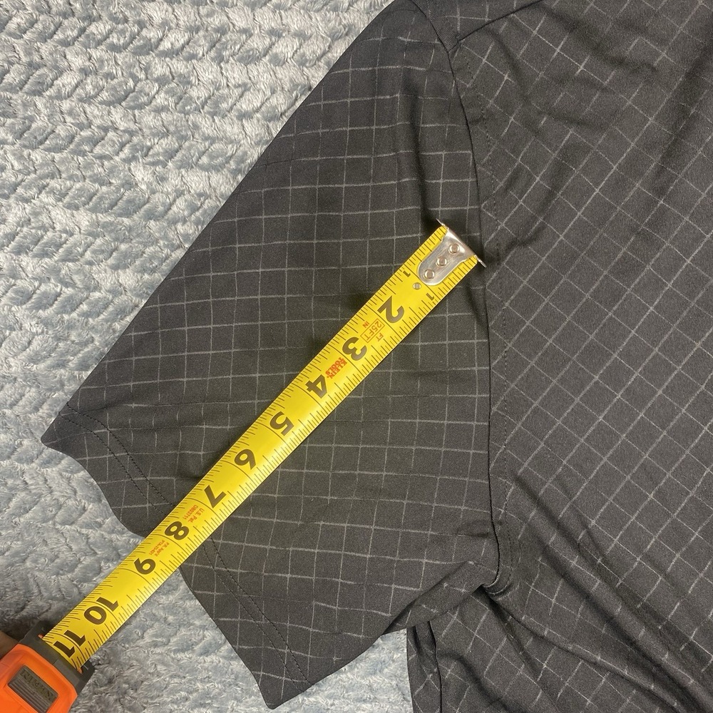 Greg Norman Tasso Ella Polo Mens XXL PlayDry Windowpane Black Check Pocket Shirt - Picture 8 of 9